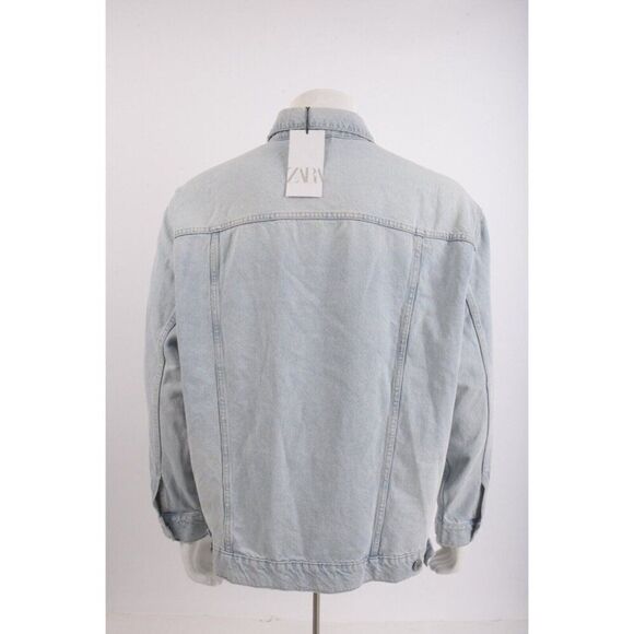 Zara Womens Jean Denim Jacket M L Light Wash Blue Oversized 8197/075 NWT - Picture 5 of 6